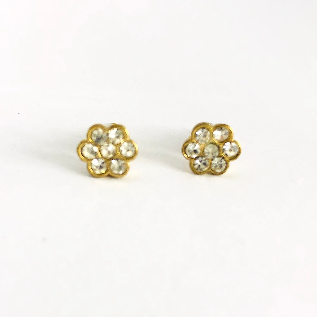 New! Vintage Rhinestones Flower Stud Earrings